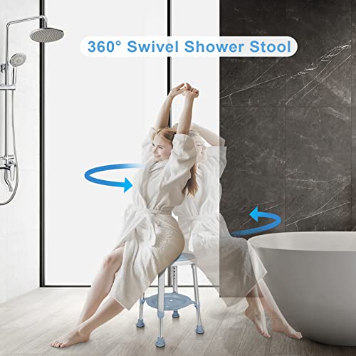 LEACHOI Shower Chair for Inside Shower ToolFree Assembly Swivel Shower Stool with Storage Tray Adjustable Tub Chair and Bathroom Stool for Seniors Elderly Handicap Disabled FSAHSA Eligible - Image 5