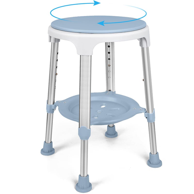 LEACHOI Shower Chair for Inside Shower ToolFree Assembly Swivel Shower Stool with Storage Tray Adjustable Tub Chair and Bathroom Stool for Seniors Elderly Handicap Disabled FSAHSA Eligible - Image 1