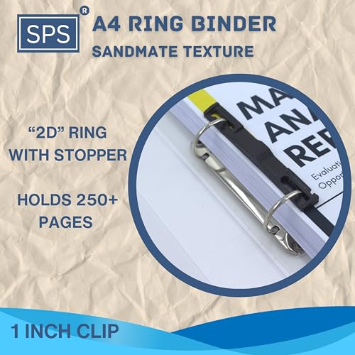 SPS A4 Size 2D Ring Binder File, Office File for Certificates and Documents, Matte - Pack of 4 - Image 4