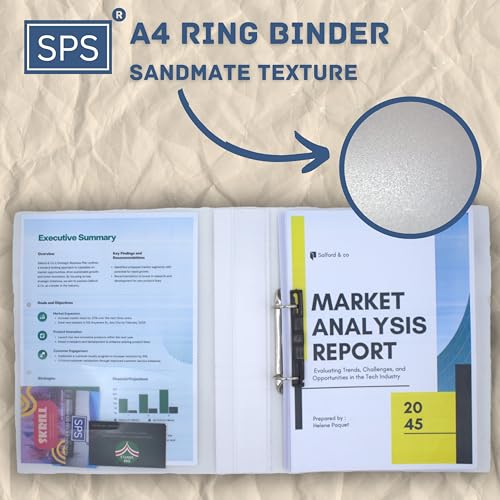SPS A4 Size 2D Ring Binder File, Office File for Certificates and Documents, Matte - Pack of 4 - Image 3