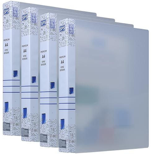 SPS A4 Size 2D Ring Binder File, Office File for Certificates and Documents, Matte - Pack of 4 - Image 1