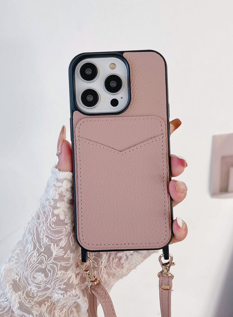 Suteni Crossbody Strap Back Cover Card Slots Leather Phone Case for iPhone