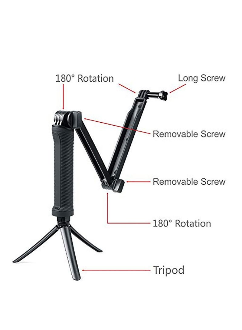 3 Way Tripod for Go Pro Hero 10/9/8/7/6/5/4/3/2/1 Series and other Action Cameras, Detachable Extendable Selfie Stick Pole with Hand Grip Stand  - Image 3