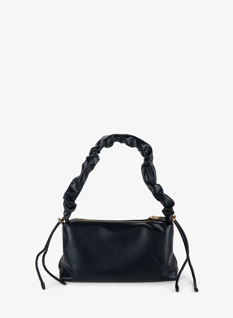 Vincci Black Women Solid Shoulder Bag with  Designed Strap and Zip Closure for Women | Best Price UAE