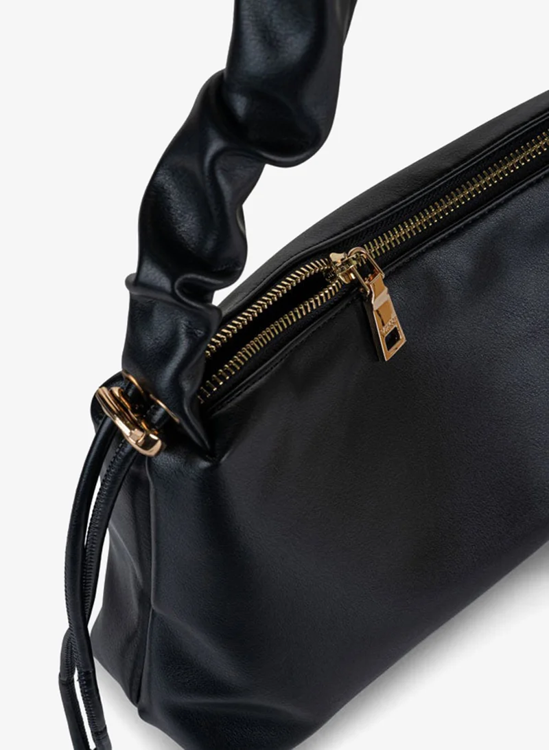 Vincci Black Women Solid Shoulder Bag with  Designed Strap and Zip Closure for Women | Best Price UAE