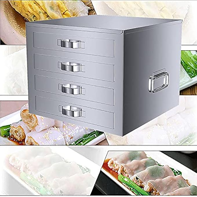 Garden 4 Layer Steamer 5 Drawers Rice Noodle Roll Machine Stainless Steel Steamer Kitchen Steamer Cookware for Commercial Home Kitchen Use 201Steel Size 201Steel40cm*50cm - Image 4
