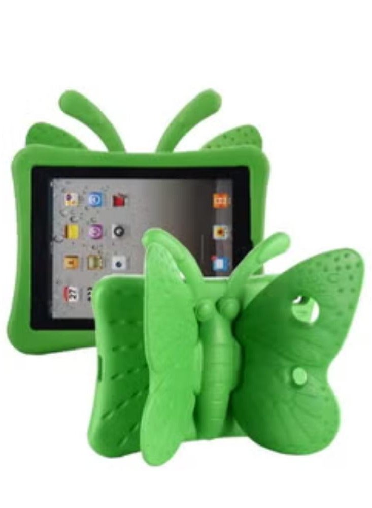iPad 9th 8th 7th Generation Case Kids Girls, Cute Butterfly Shockproof EVA Foam Super Protection Stand Cover for iPad 2021 2020 2019 10.2" and iPad Air 3 Pro 10.5" - Green - Image 1