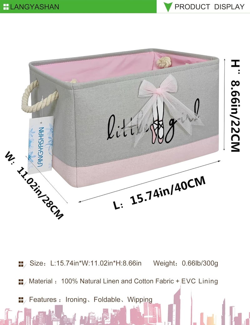 LANGYASHAN Rectangular Storage Bin Collapse Canvas Fabric Cartoon Storage Basket with Handles for Organizing Home Kitchen Boys and Girls Toys Office Closet Shelf Baskets (Rec lace) - Image 2