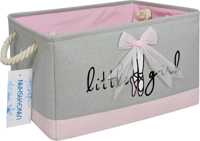 LANGYASHAN Rectangular Storage Bin Collapse Canvas Fabric Cartoon Storage Basket with Handles for Organizing Home Kitchen Boys and Girls Toys Office Closet Shelf Baskets (Rec lace) - Image 1