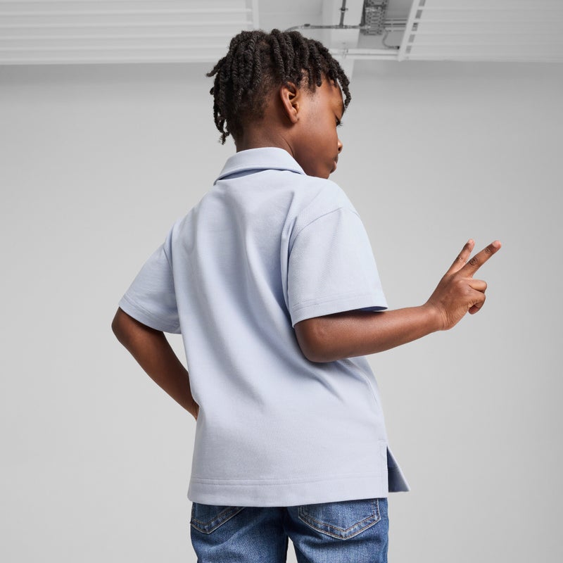 PUMA Cats Club Pique Boys Blue Polo Shirt - Image 4