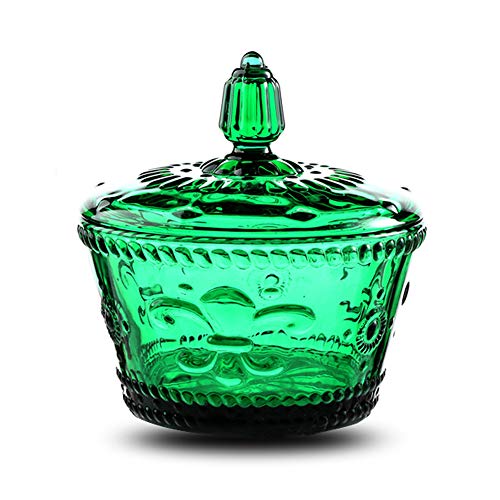 MASSJOY European Retro Nostalgic ThreeDimensional Relief Color Glass Jar Candy Jar Seasoning Jar With Lid