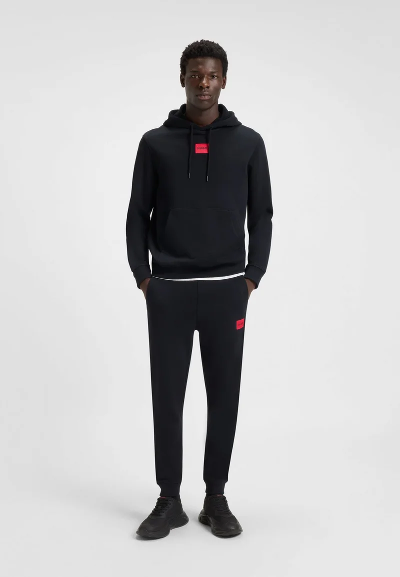 HUGO Black Cotton-terry hoodie with logo label for Men | Best Price UAE
