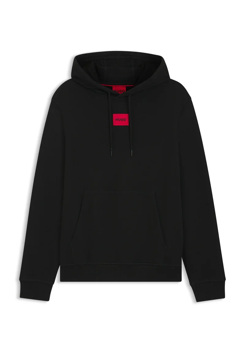 HUGO Black Cotton-terry hoodie with logo label for Men | Best Price UAE
