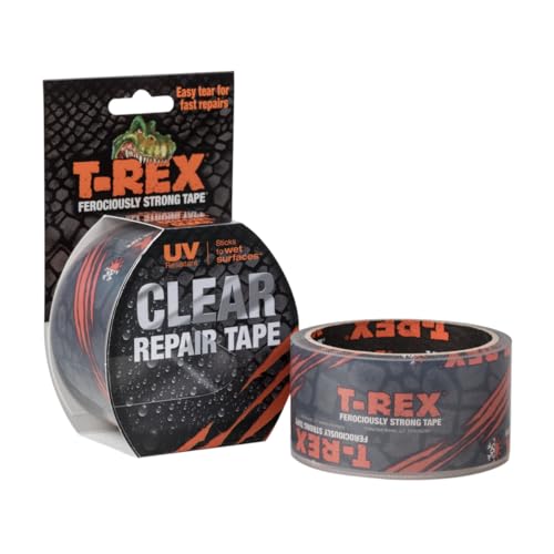 T-REX Ferociously Strong Repair Tape, Sticks to Wet Surfaces, All Weather and UV Resistant, 1.88" x 9 Yards, Clear, 1-Roll (241535) - Image 1