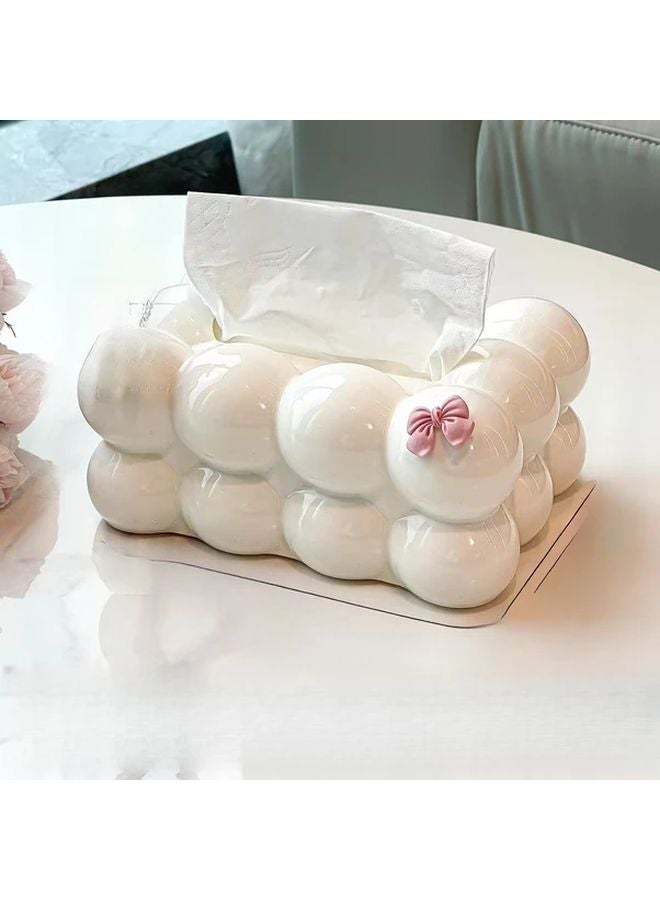 حامل علبة المناديل على شكل سحابة مع ربطة أنيقة لديكور المنزل للصالة غرفة النوم المطبوع بلاستيك أسود لامع - Image 3