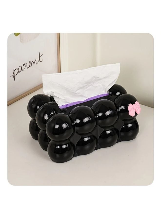 حامل علبة المناديل على شكل سحابة مع ربطة أنيقة لديكور المنزل للصالة غرفة النوم المطبوع بلاستيك أسود لامع - Image 1