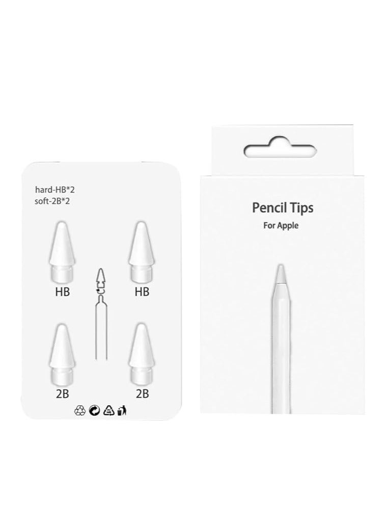 General Wear-resistant soft nibs for 1st/2nd generation Apple Pencil, 2B dual-layer soft nibs for Apple Stylus 2B, thin nibs compatible with iPad Air Mini Pro Apple Pencil  - Image 1