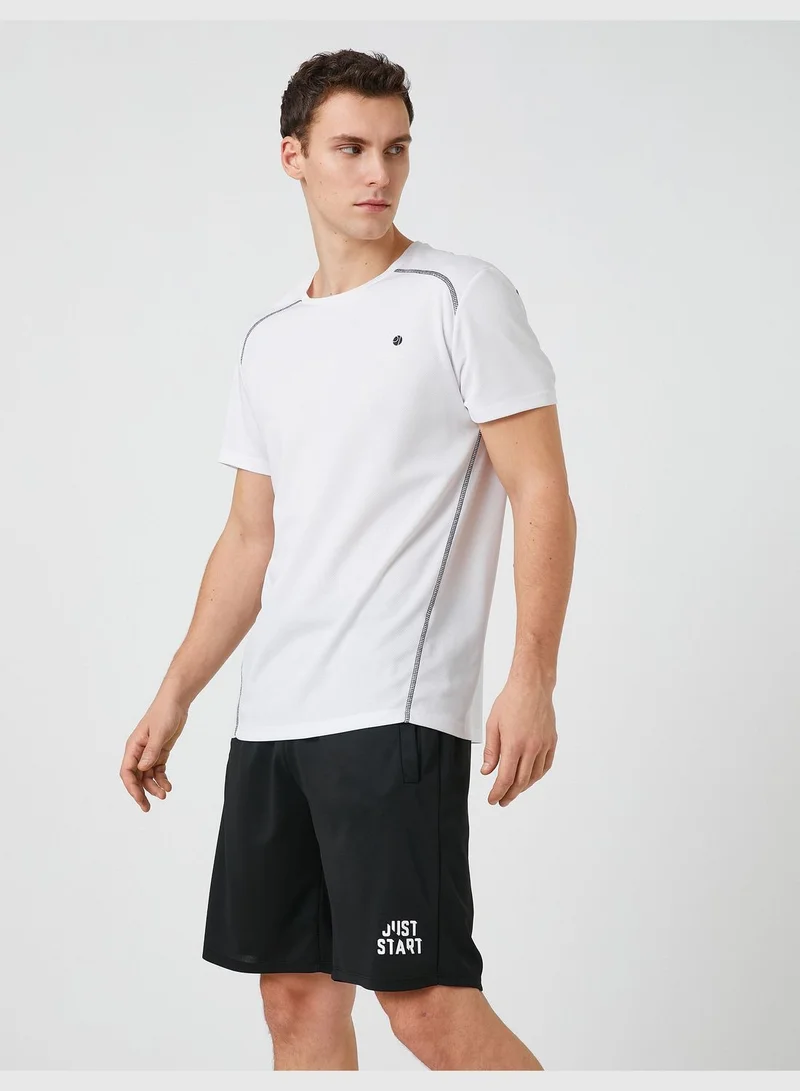 كوتون Sport Shorts Slogan Printed Pocket Detailed Drawstring
