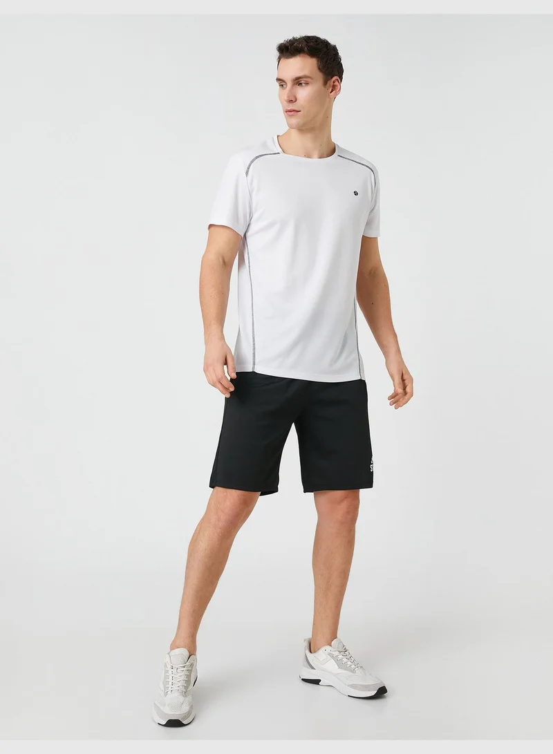 كوتون Sport Shorts Slogan Printed Pocket Detailed Drawstring
