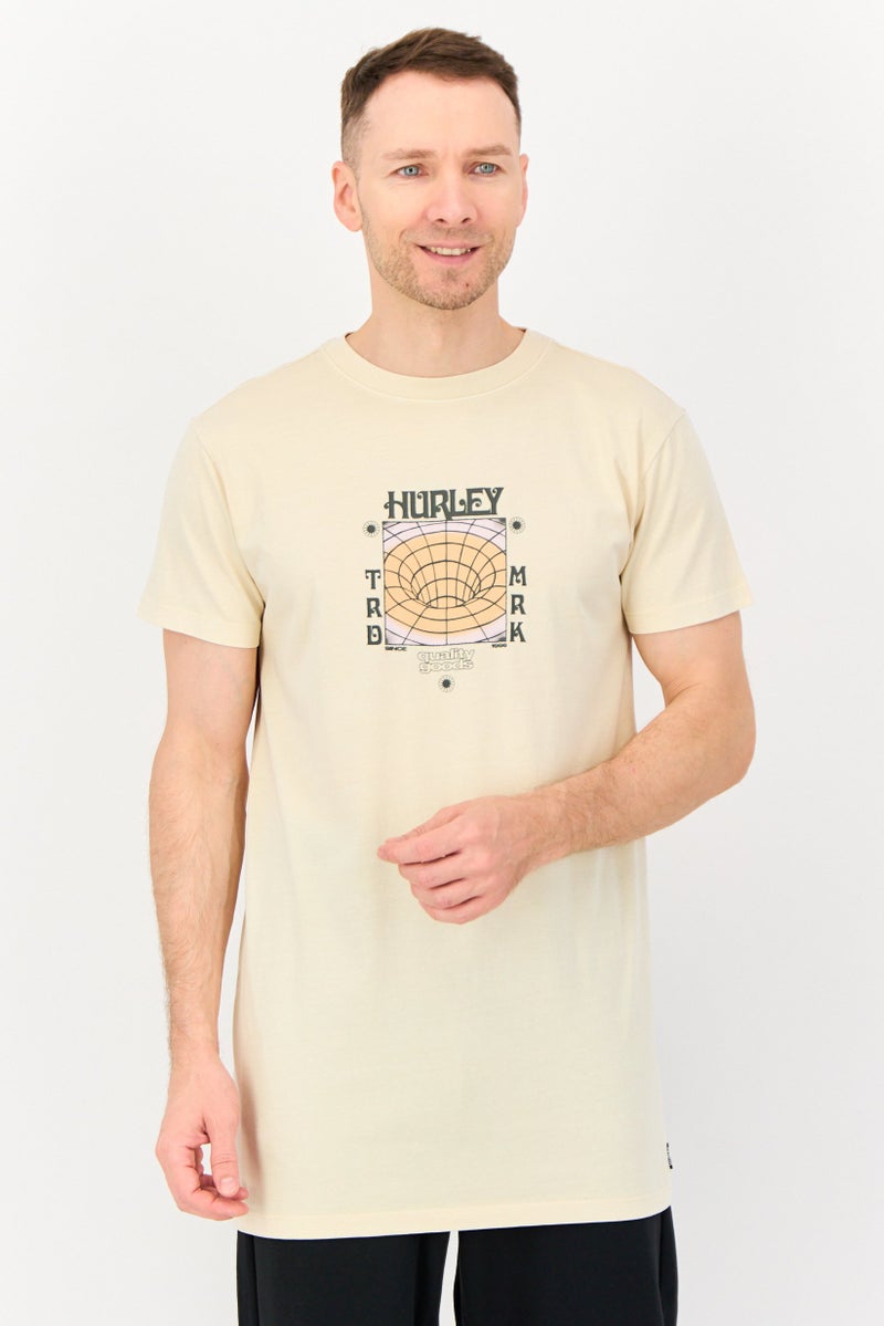 Hurley Men sportswear Fit Short Sleeves Outdoor T-Shirt, Tan  - Image 1