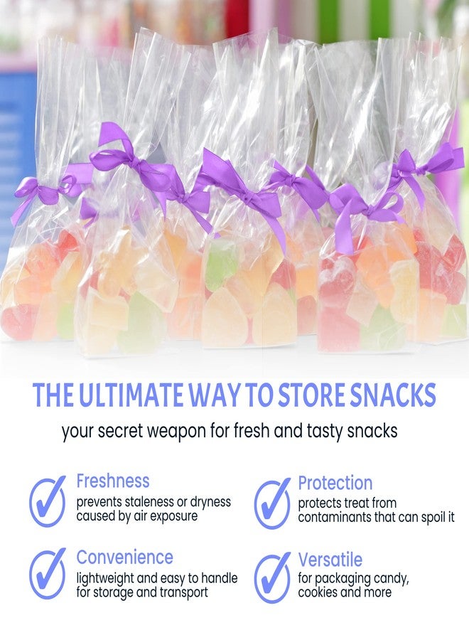 FUNSTITUTION Clear Treat Bags (200 pack - 4x6 Clear Plastic Gift Bags with 4” Twist Ties 3 Mix Colors - BPA-free for Packaging - For Wedding, Cakes, Pops, Gift - Image 3