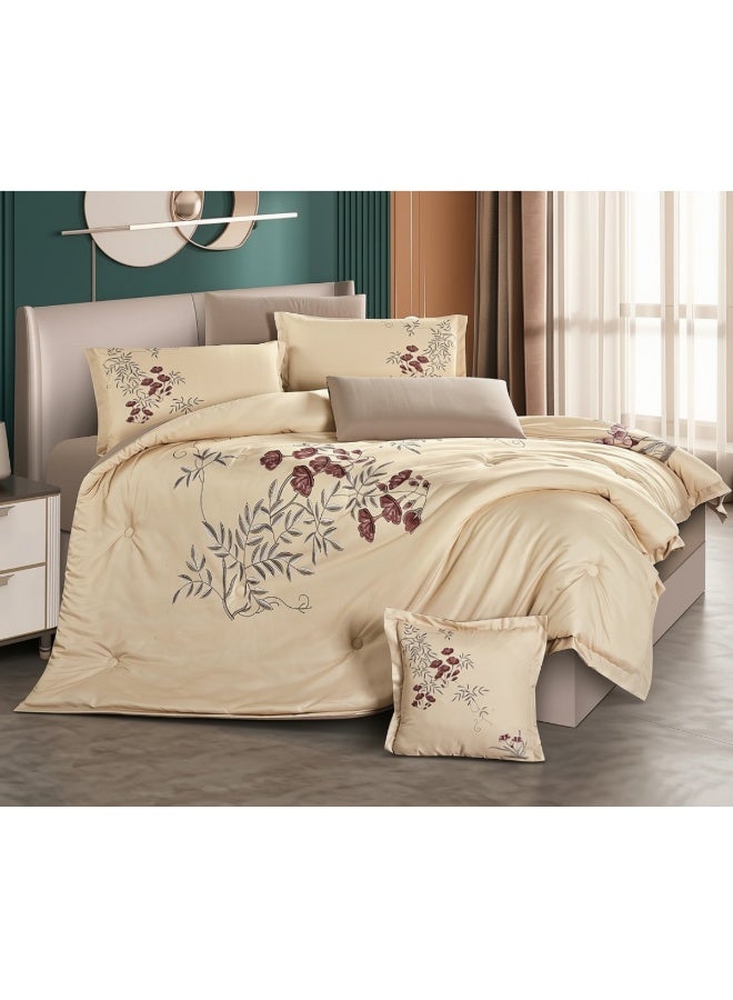 SMART HOME 5-Piece Reversible Microfiber Bedding Set 230x170cm – 1 Comforter, 1 Fitted Sheet, 1 Pillowcase, 1 Pillow Cover & 1 Cushion Cover – Soft Lightweight Quilt Set - Image 5