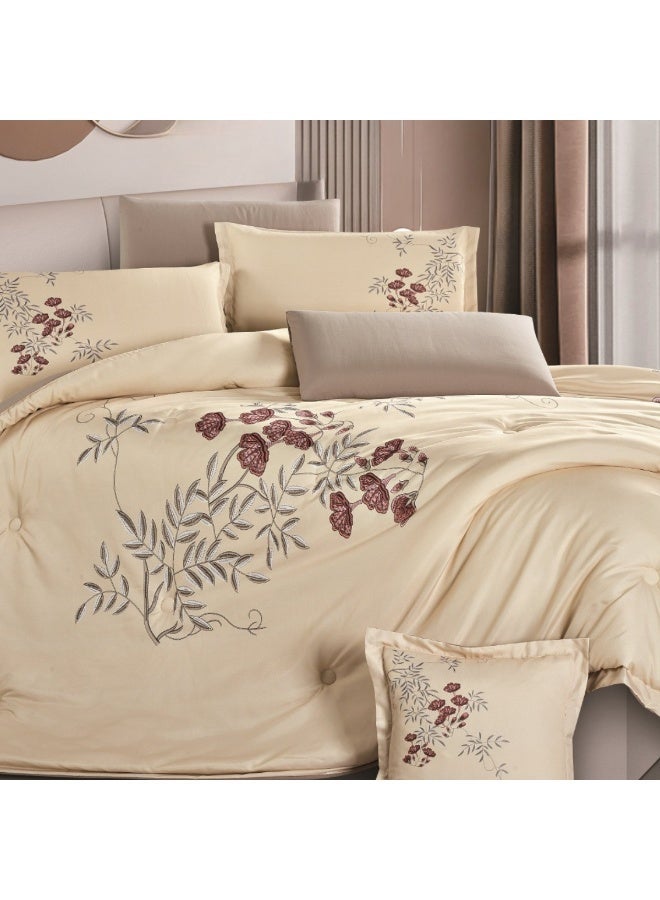 SMART HOME 5-Piece Reversible Microfiber Bedding Set 230x170cm – 1 Comforter, 1 Fitted Sheet, 1 Pillowcase, 1 Pillow Cover & 1 Cushion Cover – Soft Lightweight Quilt Set - Image 4