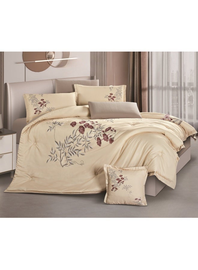 SMART HOME 5-Piece Reversible Microfiber Bedding Set 230x170cm – 1 Comforter, 1 Fitted Sheet, 1 Pillowcase, 1 Pillow Cover & 1 Cushion Cover – Soft Lightweight Quilt Set - Image 3