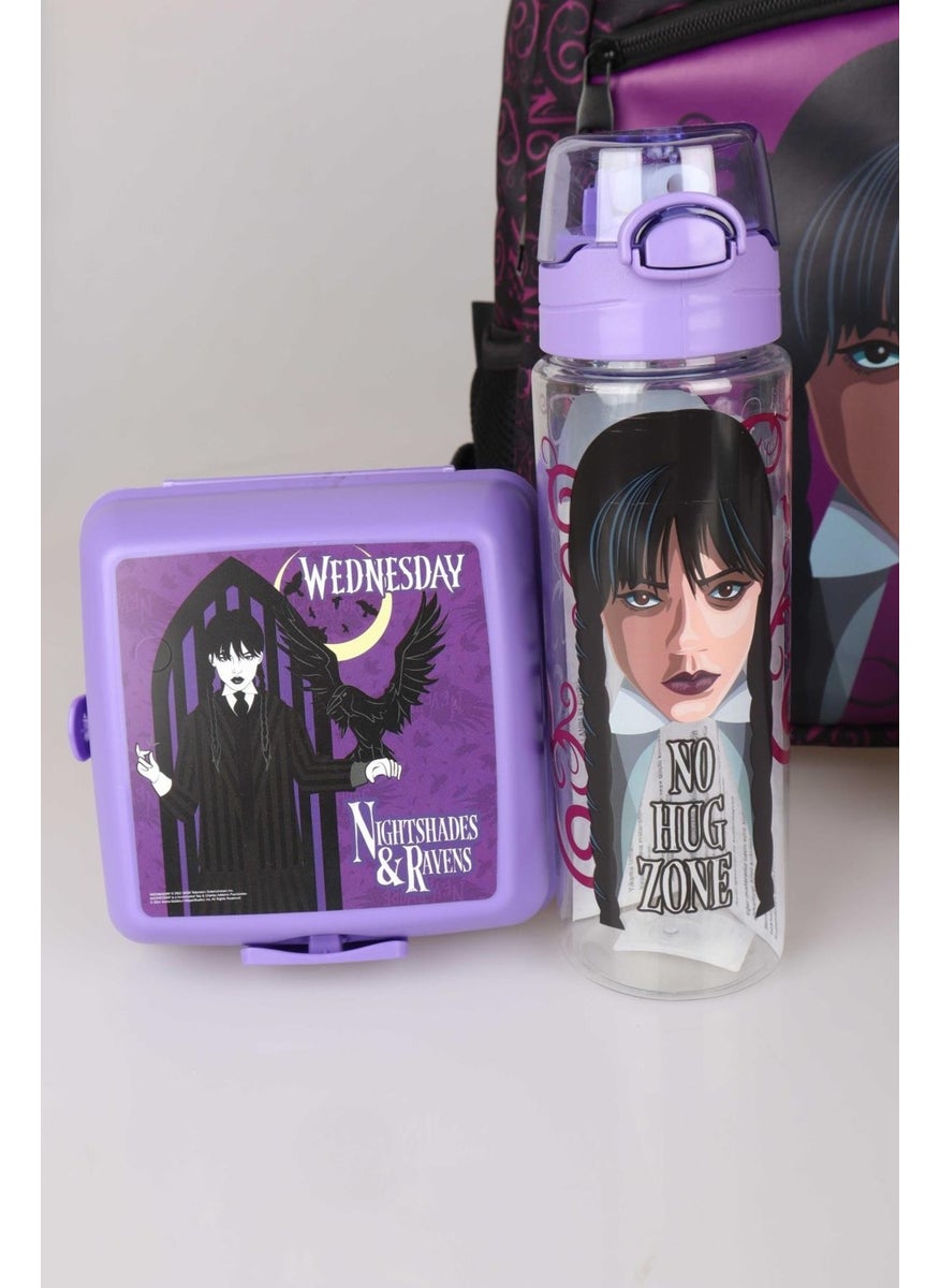 Wednesday - New Season Licensed School Bag, Pen Bag, Lunch Box and 700 ml Tritan Water Bottle Stationery Set - Image 1