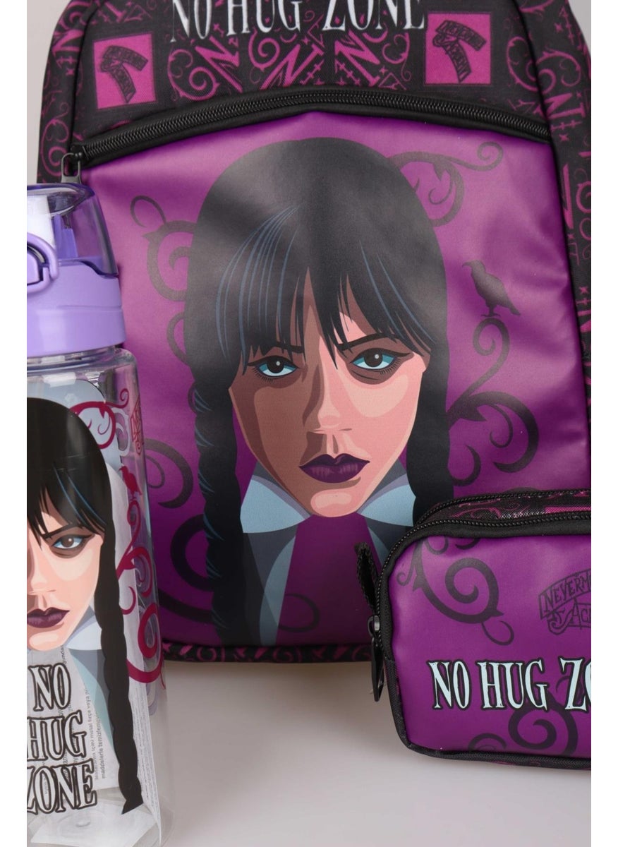 Wednesday - New Season Licensed School Bag, Pen Bag, Lunch Box and 700 ml Tritan Water Bottle Stationery Set - Image 1