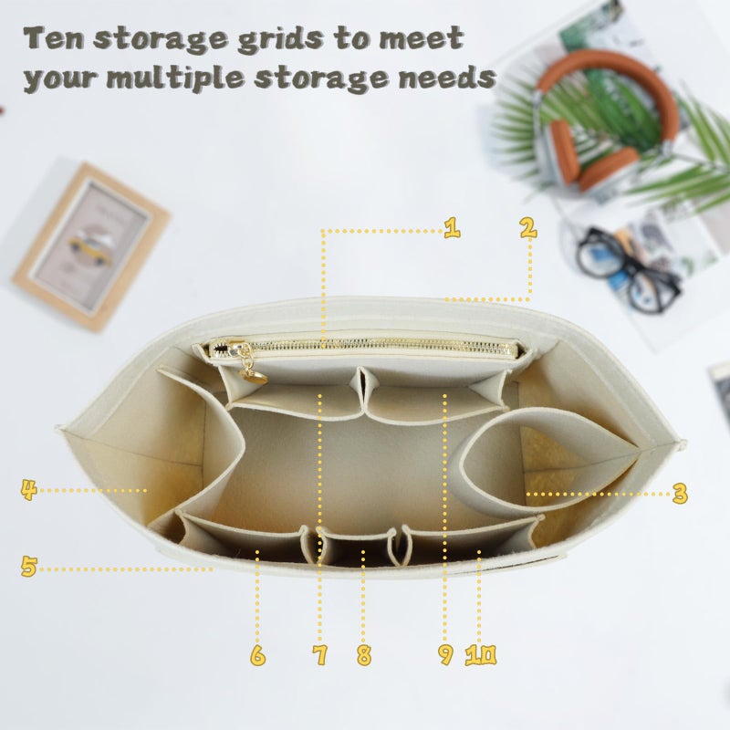 Lckaey Purse Organizer Insert For Longchamp Bag Women Purse Tote Insert For Large Long Champ Le Pliage organizer 2025beige-L - Image 4