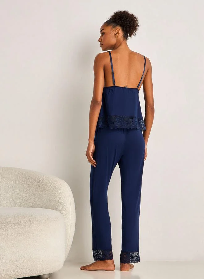Splash FAV  Pyjama Set Spaghetti Strap Top and Trousers for Women | Best Price UAE