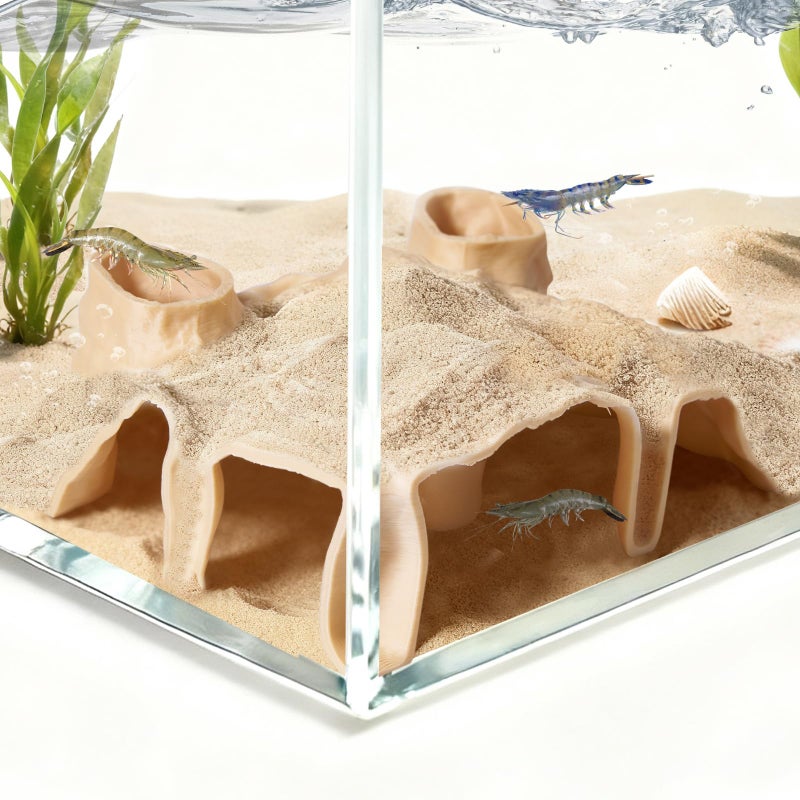 Swirge Aquarium Corner Cave, Underground Aquarium Cave Tunnel, Corner Viewing Fish Tank Hideout, Under Gravel Tunnel for Fish and Shrimp (Yellow) - Image 1