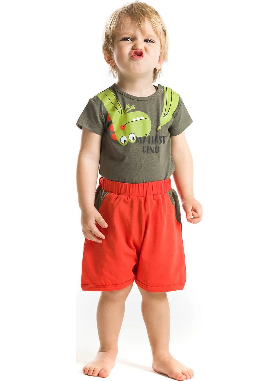 Denokids Baby Reverse Dino Baby Boy Body Shorts Set