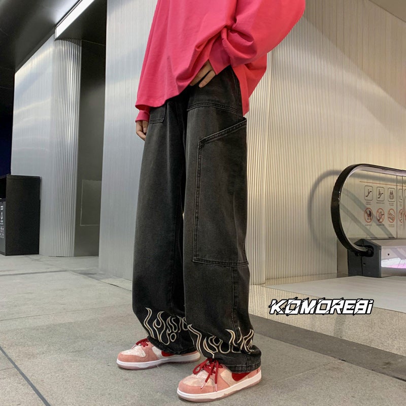 Unisex Classic Denim Jeans Loose Fit Daily Outdoor Wear - Image 1