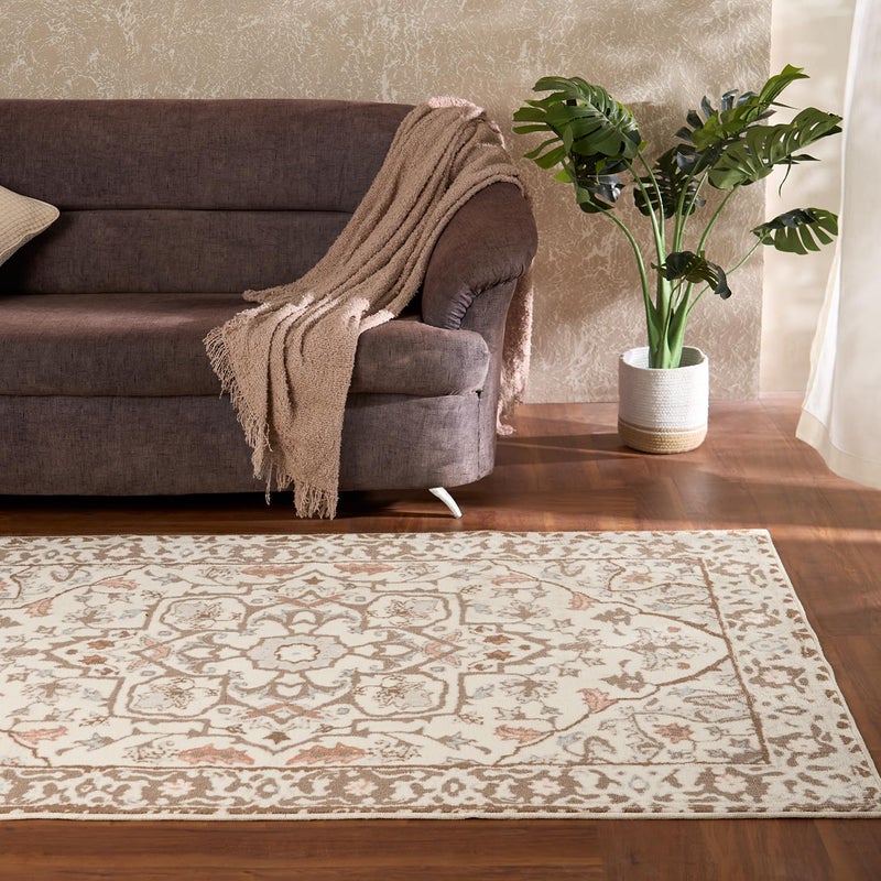 Welspun Wonder-Full Polyester Carpet for Hall, Living Room & Bedroom | Anti-Skid Backing | Machine Washable | Soft and Comfortable | 4x6 Feet | Dusty Grey Floral - Image 3