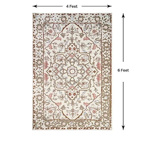 Welspun Wonder-Full Polyester Carpet for Hall, Living Room & Bedroom | Anti-Skid Backing | Machine Washable | Soft and Comfortable | 4x6 Feet | Dusty Grey Floral - Image 5