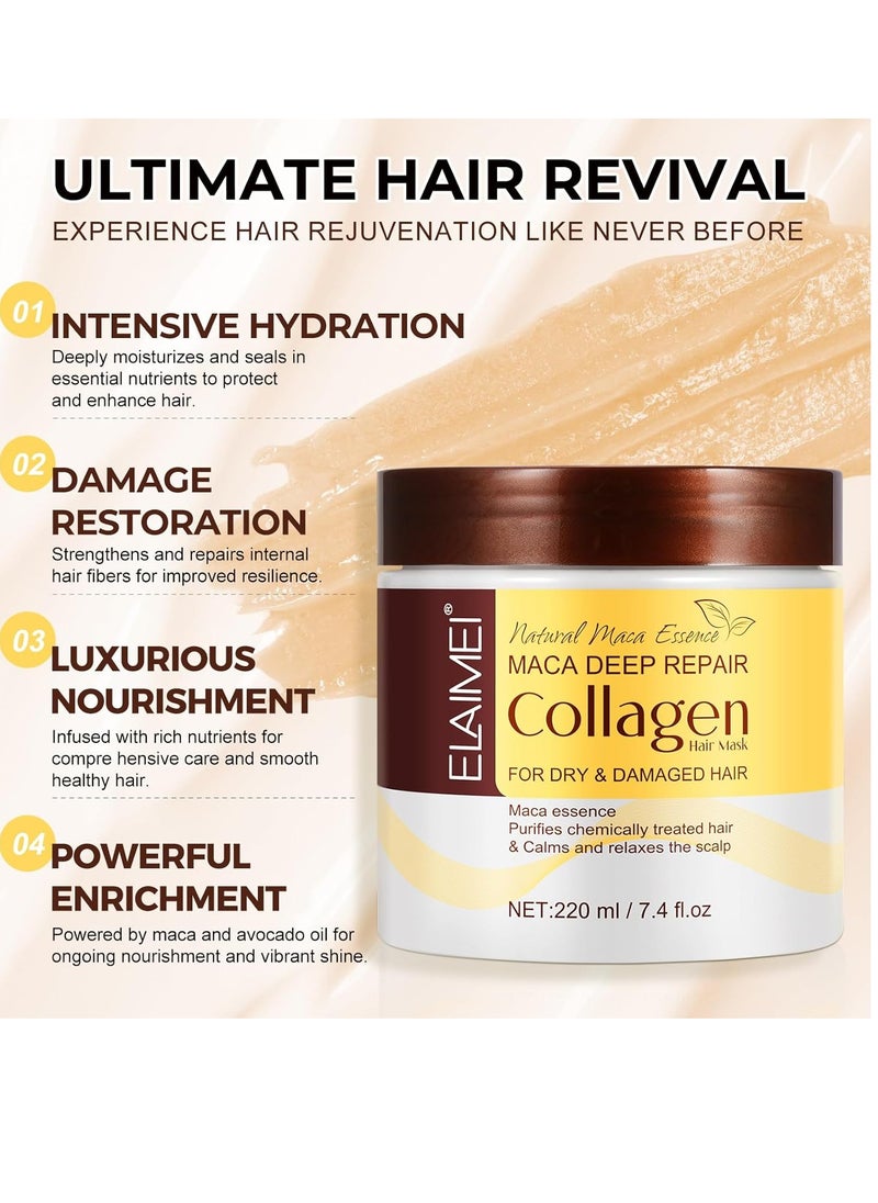 Elaimei Hair Nourishing Repair Hair Mask, Hair Treatment Masks for Growth and Thickness, 220ml 7.4 Fl Oz Deep Moisturizing Hair Care, Enhance Manageability and Flexibility  - Image 3