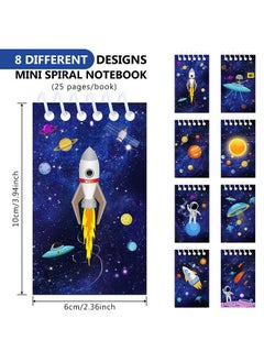Outus 24 Pieces Outer Space Galaxy Mini Notepads Science Astronaut Rocket Memo Spiral Tiny Notebooks Teacher Classroom Reward Supply For Boys Girls Solar System Planet Birthday Theme Party Favor  - Image 3