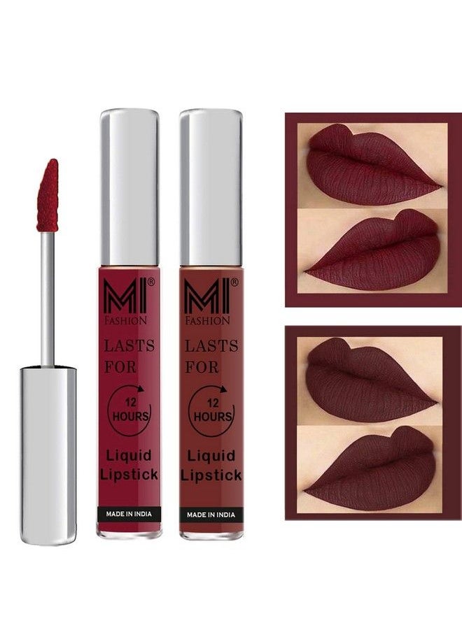 MI FASHION Go Local For Vocal Made In India Waterproof Liquid Matte Lipsticks Combo Of 2 Pcs 3Ml Each Red Mart Liquid Lipstick Dark Brown Liquid Lipstick  - Image 2