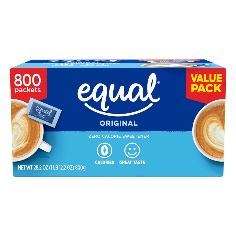 EQUAL 0 Calorie Sweetener Aspartame and AcesulfameK Sweetener Packets Zero Calorie Sugar Alternative Erythritol Free 800 Ct Pack of 1