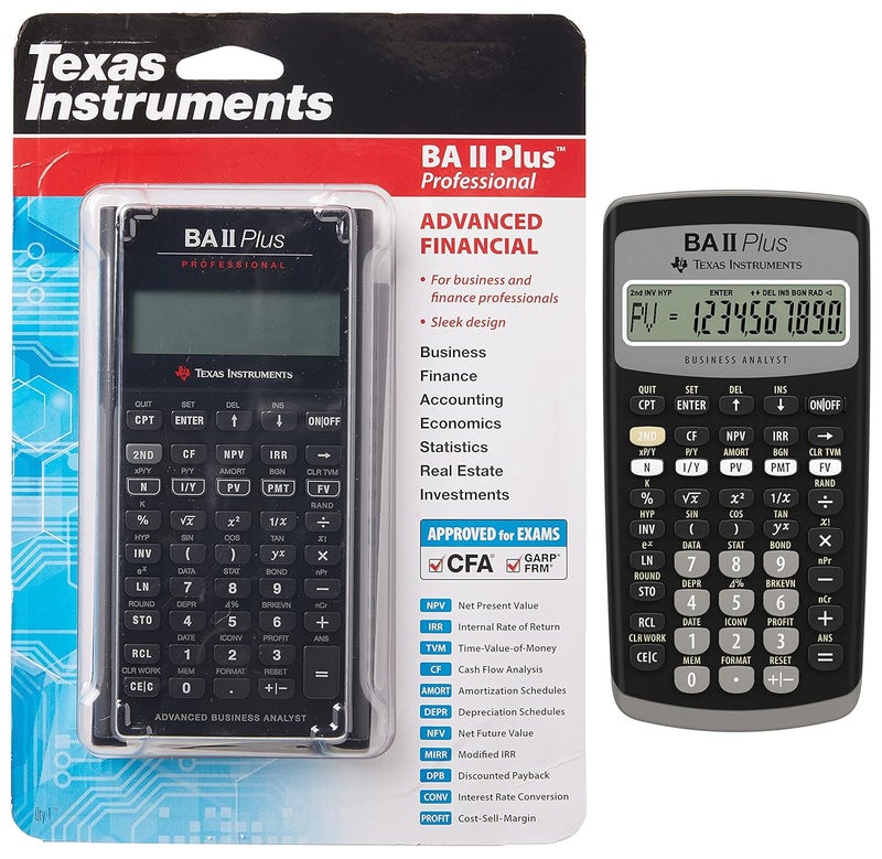 TEXAS INSTRUMENTS آلة حاسبة تكساس BA-II بلس المهنية وBA II بلس المالية، فضي - Image 1