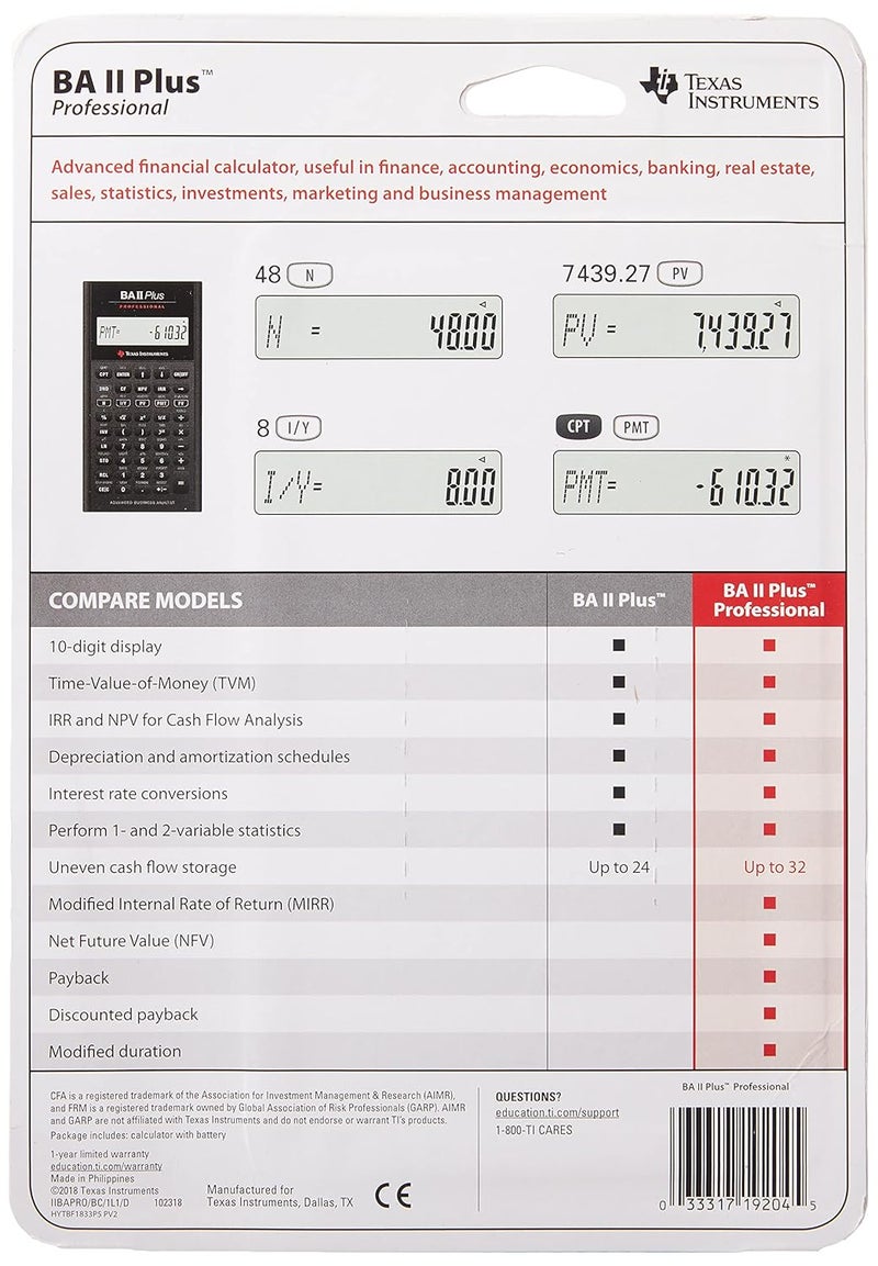TEXAS INSTRUMENTS آلة حاسبة تكساس BA-II بلس المهنية وBA II بلس المالية، فضي - Image 3