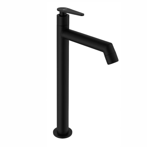 ENICET 12 Inch Wash Basin Tap, Matte Black, SS-304, Table Top Basin Tap, High Neck Pillar Cock, Black Taps for Bathroom, Tall Extended Body, Foam Flow (BE120BLACK) - Image 1