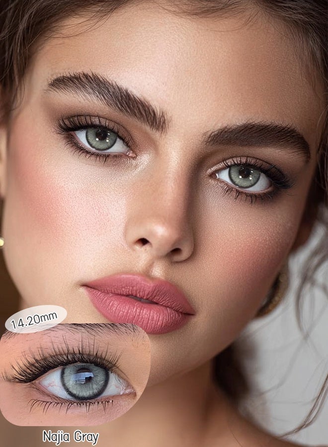 FRESH LADY Najia Gray Colored Contact Lenses, Yearly Disposable, Natural Look, Comfortable Daily Wear - Image 1