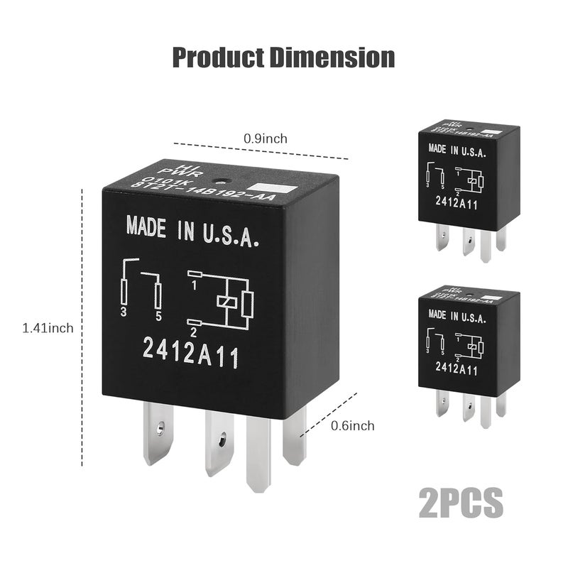 NHHC 2PCS 12V Automotive Relay for Ford Lincoln - Image 2