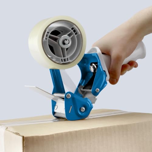 TAPEWELL مسدس شريط تابيول الثقيل الإطار المعدني - نواة 3 بوصة مع مقبض مريح خاص - موزع شريط التعبئة مع شفرة فولاذية مقسية ممتازة للفات الشريط 2 بوصة - Image 4