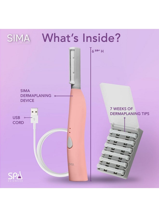 SPA SCIENCES - SIMA Sonic Dermaplaning Tool - Patented Painless 2 in 1 Facial Exfoliation & Peach Fuzz-Hair Removal System w/ 7 Weeks Treatment Included - Anti-Aging - 3 Speeds - Rechargeable - Image 4