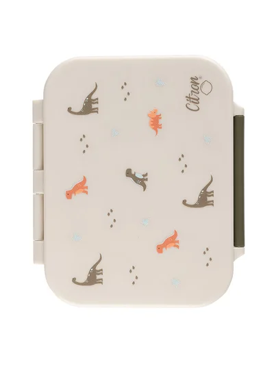 Citron Tritan Snackbox With 3 Compartments For Kids, Leak Proof And Bpa Free - Dino Green