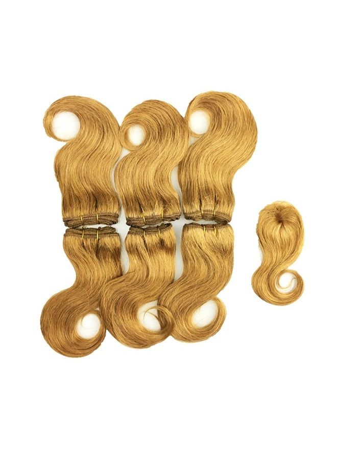 VIOLET Hair Brazilian Virgin Hair bundles with Closure Cheap Short Hair Extensions 27# Honey blonde Bob Weave Human Hair Body Wave Bunldes with Closure Human Hair Chocolate Blonde Color (8 Inch (Pack - Image 3